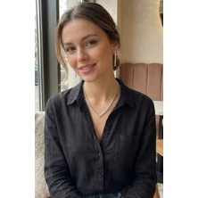 Youday Accessories Gümüş Renk Zirkon Taşlı Kadın Kolye Küpe Seti