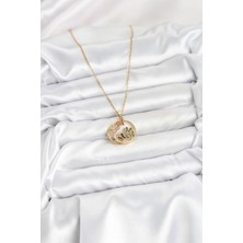 Youday Accessories 316L Çelik Zincir Gold Renk Zirkon Taşlı Kelebekli Kadın Kolye