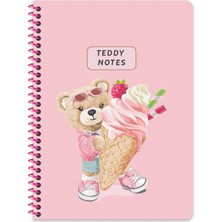 Keskin Color Keskin 16,5*22,5 Çizgili Spiralli Sert Kapak Ayıcık Defter - Pembe