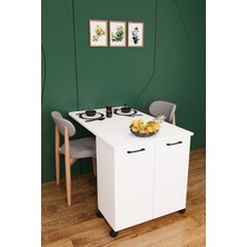 Asra Trend Lüks Katlanır Mutfak Adası Bar %100 MDF Çok Amaçlı Yemek Masası Kahve Köşesi Erzak Dolabı MA01