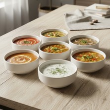Rinart Porselen 12 cm Çorba Kasesi 6’lı Set – Krem Renk Porselen Kase, Kahvaltı ve Sunum Kasesi