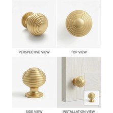 Viva Mat Altın Halka Desenli Tekli Kulp - Modern Tasarım Çekmece Kulbu 10 Adet