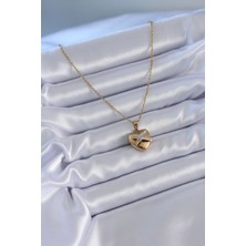Youday Accessories 316L Çelik Gold Renk Zirkon Detay Kalp Model Kadın Kolye