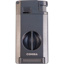 Cohiba Çift Torch Pürmüz Kesici & Delici Gunmetal Metal Puro Çakmağı