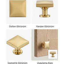 Viva Lüks Kare Gold Tekli Kulp - Modern Çekmece ve Dolap Kulbu 10 Adet