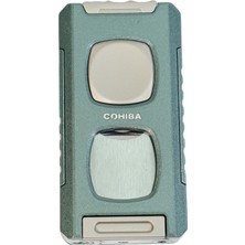 Cohiba Çift Torch Pürmüz Kesici & Delici & Iğneli Yeşil Metal Puro Çakmağı