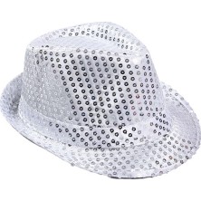 Akinco Çocuk Boy Gümüş Payetli Şapka Gösteri Şapkası Michael Jackson Şapkası 54 No