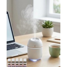 Starseven Mini Hava Nemlendirici USB Bağlantılı LED Işıklı 5 Esans Hediyeli Aromaterapi Difüzörü