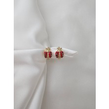 PremiumPort Çocuk 14K Altın Kaplama Uğur Böceği Figürlü Halka Küpe, 1 cm