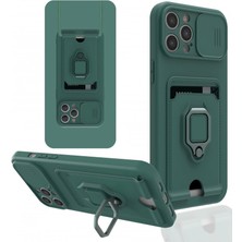  Iphone 12 Pro Kılıf Zuma Kartvizitli Yüzüklü  - Yeşil