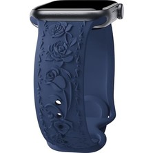 Alstrap Apple Watch 11-10 (42MM)9 8 7(41MM) 6 5 4 SE(40MM) Uyumlu Kabartma Gül Desenli Silikon Kordon Kayış