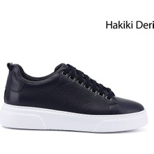 Gönderi(r) Erkek Lacivert  Bağcıklı Hakiki Deri Sneaker