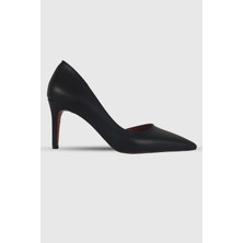 Modezya Leona Siyah Mat Iç Kısmı Açık Sivri Burun Kadın Stiletto