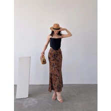Win Moda Desenli Uzun Saten Etek - Saten Etek - Desenli Saten Etek