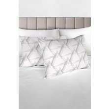 Monolisse % 100 Pamuk Baskılı Akfil Fedora Yastık Kılıfı 2'li Set - 50X70 cm Gri