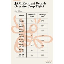 Miela Kids Jam Kontrast Detaylı Kız Çocuk Oversize Crop Tişört