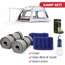 Mubx  5-6 Kişilik Lüks Kamp Çadırı Seti 280X240X155 cm Mat Yastık Solar Lamba