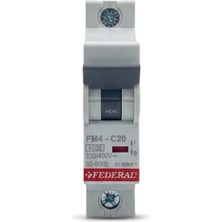 12 Adet Federal 1X20 A C Tipi 4.5ka Otomatik Sigorta Fm4 9EG-C0431-SD20
