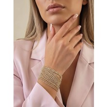 Eva Takı Store Çoklu Döküm Su Yolu Rhinestone Gold Renk Kristal Bileklik