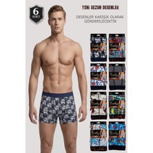Alıç Tutku Erkek Karışık Desenli Paçalı Boxer 6’lı Set 0119 –  Esnek Kumaş (Karışık Desen)