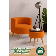 Dekor Mobilyacım Gabrielles Çay Seti Berjer ve Üstü Tablalı Puf Takımı (Salon, Ofis, Balkon) - 2'li Takım