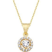 Altın Sepeti Altın Minik Halo Tektaşlı Kolye