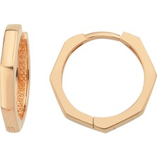 Altın Sepeti Rose Altın Köşeli Halka Küpe