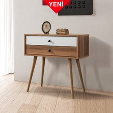 EVMO Home Vita 5207 ( AHŞAP AYAKLI ) Şifonyer , 2 Çekmeceli , Dresuar , Antre , Salon , Söğüt - Beyaz