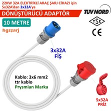 Hgsşarj 10 Metre 5X32A Priz(Kapaklı), 3X32A Fiş Dönüştürücü Adaptör. 3x6 Kablo Kalınlığı, Kablo Prysmian Marka