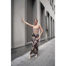 Win Moda Desenli Uzun Saten Etek - Saten Etek - Desenli Saten Etek