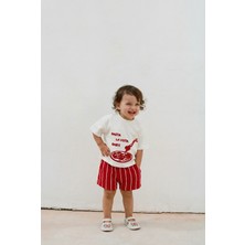 Blumi Kids Bebek Makarna Nakışlı Tişört ve Şort Takımı