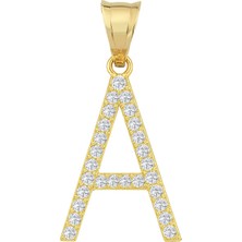 Altın Sepeti Altın Taşlı A Harfi Kolye Ucu