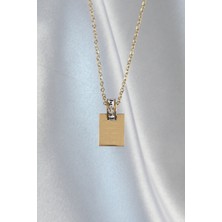 Youday Accessories 316L Çelik Zincir Gold Renk Zirkon Taşlı Aşk Mektubu Kolye