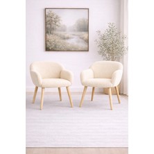 Dekor Mobilyacım Jasmine 2 Berjer Set Ahşap Ayaklı Retro Minimal Berjer Makyaj Masası Sandalyesi Çok Amaçlı Berjer