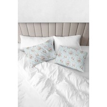 Monolisse % 100 Pamuk Baskılı Akfil Betsy  Yastık Kılıfı 2'li Set - 50X70 cm Açık Mavi