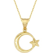 Altın Sepeti Altın Orta Boy Ayyıldızlı Kolye