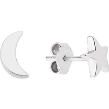 Altın Sepeti Gümüş Ay ve Yıldız Küpe