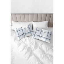 Monolisse % 100 Pamuk Baskılı Akfil Hexia Yastık Kılıfı 2'li Set - 50X70 cm Mavi