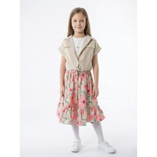 Damasqino Kız Çocuk Yazlık 3lu Alt Üst Takım (Yelek + Etek+ Tişort) 6-10 Yaş 6009