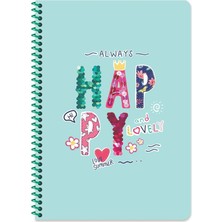 Keskin Color Keskin A4 Gloss Çizgili Spiralli Defter - Always Happy