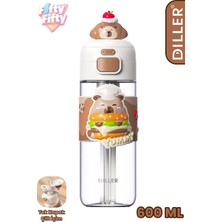 Vagonlife Dıller 600 ml Pipetli & Rahat Içim Çift Kullanım Tritan Su Matarası Suluk -FFD600RENK3