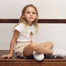 Blumi Kids Dondurma Nakışlı Tişört ve Dokuma Şort Takım