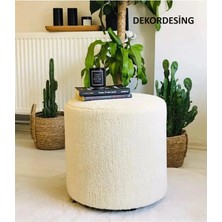 Dekor Mobilyacım Handmade Krem Tedy Kumaş Silindir Dekoratif Pufidik Puf Bench