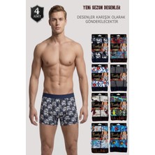 Alıç Tutku Erkek Desenli Paçalı Boxer 4’lü Set 0119 – Renkli, Esnek, Gün Boyu Konforlu Iç Çamaşırı (Karışık Desen)