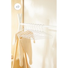 Ocean Home Textile 9'lu Beyaz Renk Kumaş Kaplı Metal Bebek Giysi Askısı 19.5 x 30 x 0.3 cm