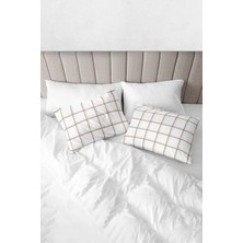 Monolisse % 100 Pamuk Baskılı Akfil Elona Yastık Kılıfı 2'li Set - 50X70 cm Kahve
