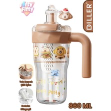 Vagonlife Dıller 860 ml Pipetli & Rahat Içim Çift Kullanım Tritan Su Matarası Suluk -FFD860ML3RENK