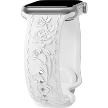 Alstrap Apple Watch 11-10 (42MM)9 8 7(41MM) 6 5 4 SE(40MM) Uyumlu Kabartma Gül Desenli Silikon Kordon Kayış