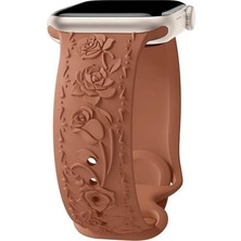 Alstrap Apple Watch 11-10 (42MM)9 8 7(41MM) 6 5 4 SE(40MM) Uyumlu Kabartma Gül Desenli Silikon Kordon Kayış