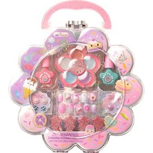 PopŞeker Hot Focus Sparkle Taşınabilir Işıltılı Tırnak ve Makyaj Seti - Çiçek Tasarımlı Kozmetik Çantası